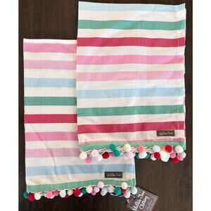 Matilda Jane Kitchen Towel Set 100% Cotton Baking Sweet Pie Candy Stripe Pom Pom